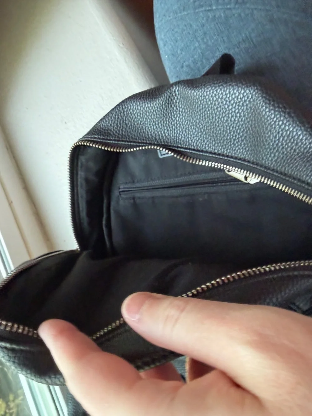 Mini black leather backpack from Nordstrom
